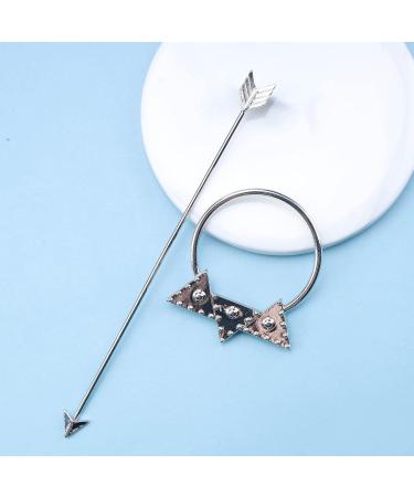 Yheakne Antique Arrow Circle Hair Clip Geometric Hair Clip Holder Pin Vintage Hair Clip Bun Holder Alloy Hair Clip Metal Decorative Hair Accessories for Women and Girls (Silver) - Buy Online on GoSupps.com