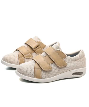 KXSM Diabetic Shoes Elderly Wide Shoes Lightweight Breathable Adjustable Closure Walking Sneakers Smooth Relieve Heel Foot Pain Easy to Put on Take Off for Diabetic Elderly Swollen Feet Beige 47 47 Beige