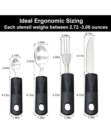 LMSHOWOWO Large Easy Grip Cutlery Set 4PCS - Black Disability Aids - Ideal Dining Aid for Disabled & Elderly - Buy Online on GoSupps.com