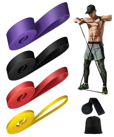 Rantizon Resistance Bands Set of 3 long resistance band for Men Women with 3 Different Resistance Levels Gym Bands Resistance for Exercise Training Yoga Fitness Band for Chest Expanding Arm Leg yellow red black purple
