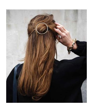 Oblique Unique Metal Hair Clip for Women & Girls - Stylish Gold or Silver Round Hair Accessory - Buy Online on GoSupps.com