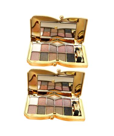 Beavorty 2pcs # Brush with Flash and Glitter Colorful Eye Colors Shadow Makeup Eyeshadow Mirror 1 count (Pack of 1) As Shownx2pcs