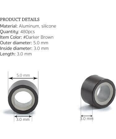 Yamel Micro Links Bead Hair Extensions Rings Natural Darker Brown 480 Pieces 5mm Silicone Lined Beads for Human Hair Extensions - Buy Online on GoSupps.com