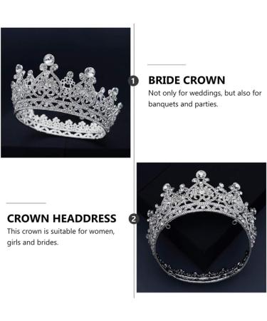 FRCOLOR Rhinestone Crystal Crown Tiara - Elegant Bridal Hair Accessories for Weddings Pageants Birthdays & Proms (Silver) - Buy Online on GoSupps.com