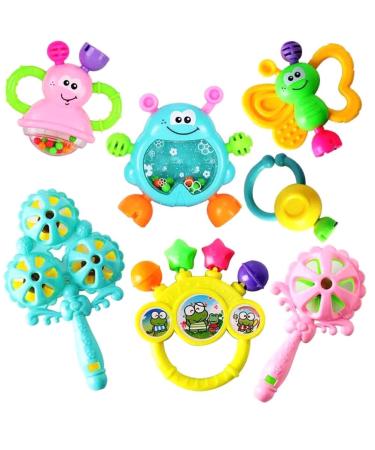 Tixiyu baby rattling toys-7-piece baby toys 0-6 months chew silicone beigon shaker grave development educational music gift set for 0 3 6 9 12 months infants babies