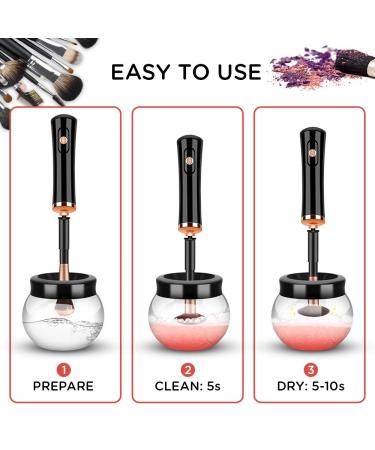 DEAL CICK Makeup Brush Cleaner Machine - Fast Electric Brush Cleaner & Dryer with 8 Rubber Collars - Deep Cosmetic Brush Spinner - Wash & Dry in Seconds - Black - Buy Online on GoSupps.com