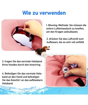 Supet Rewrise Dog Inflatable Collar - Soft Leak Protection for Post-Op Dogs - Pink Medium (28-35.5cm) - Buy Online on GoSupps.com