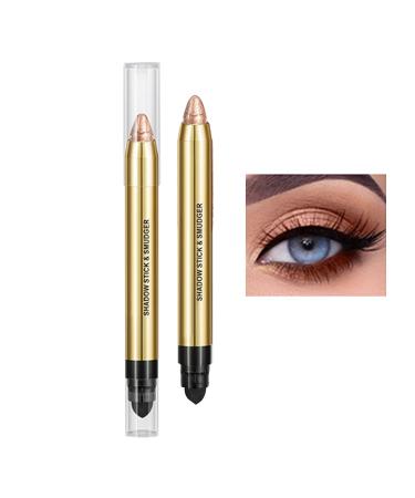 6 Color Neutral Eyeshadow Stick Pearl Pink Brown Makeup Single Eyeshadow Stick with Blending Brush Waterproof & Long Lasting Eye Brightener Stick Eye Shadow Pencil for Smoky Metallic Eye Makeup 1PC 03#