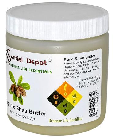 Essential Depot Shea Butter - Grade A - 8 oz - Organic - Unrefined - In Resealable Safety Sealed HDPE Jar - Buy Online on GoSupps.com