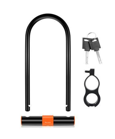LuTuo Bike U Lock with 2 Keys Heavy Duty Anti Theft Bike Locks, 13.7mm Carbon Steel High Security U Lock for Bicycle with Mount Bracket, Extra Long Bicycle Lock for Scooter Mountain Road Bike Black