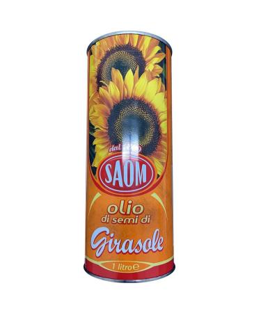 6x Saom Olio di Semi di Girasole Sunflower Oil Cooking Oil Frying Oil 100% Italian Oil Can 1Lt