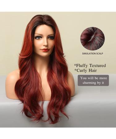 Esmee Ombre Red Brown Synthetic Wig for Women - Heat-Resistant Natural Long Wavy Hair for Daily Wear & Cosplay - Buy Online on GoSupps.com