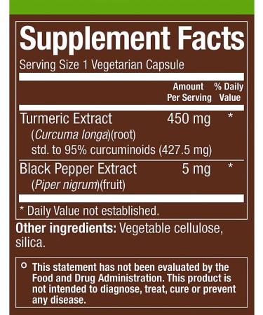 Turmeric with 95% Curcuminoids a Supports a Healthy Inflammation Response a 450 MG (60 Vegetarian Capsules) - Buy Online on GoSupps.com