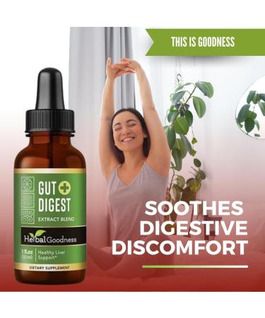 Herbal Goodness Gut Digest Plus 1oz Liquid Digestive & Enzyme Support Herbal Supplement with Digestive Enzymes Fiber for Gut Health & Immunity Boost 1 Fl Oz (Pack of 1) - Buy Online on GoSupps.com