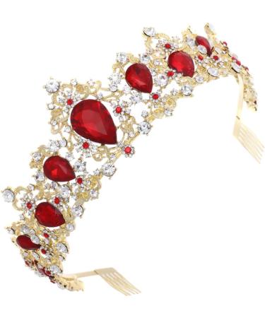 Lurrose Red Crystal Rhinestone Wedding Crown | Pageant Princess Tiaras & Hair Accessories - Buy Online on GoSupps.com