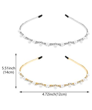 2 Pcs Pearl Rhinestone Headbands - Bridal Hair Hoop for Elegant Women and Girls - Buy Online on GoSupps.com