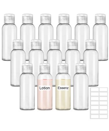 Kornerain 15stk 50ml travel bottle set transparent travel bottles set travel bottles for filling 50ml bottles of hand luggage for shampoo conditioner lotion (50ml)