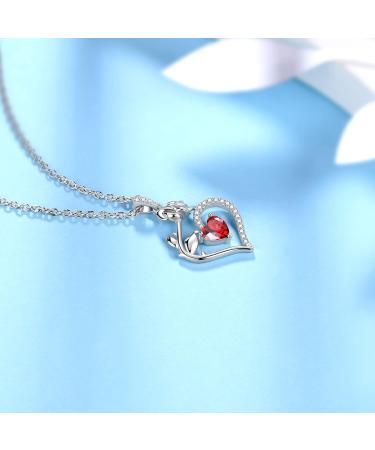 Cute Cat Necklace with Sparkling Zirconia Crystal Birthstone Pendant Necklace for Girls Womens White Gold Over 925 Sterling Silver Animal Necklace Birthstone Jewelry Sweet Present Girlfriend Sisters A January-Garnet - Buy Online on GoSupps.com