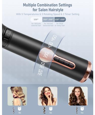TOSAGE Auto Hair Curler - Ceramic Rotating Curler Wand with Anti-Stuck Barrel, LCD Display & Dual Voltage - Black - Buy Online on GoSupps.com