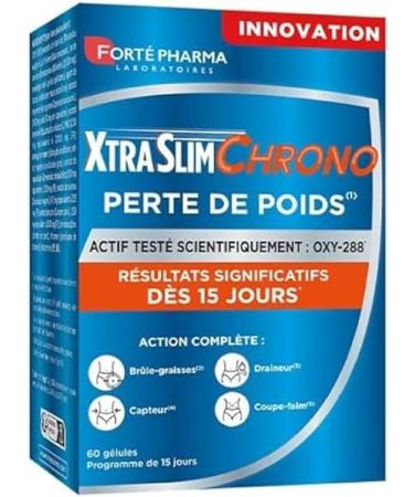 Fort Pharma - XtraSlim Chrono Perte De Poids | Compl ment alimentaire minceur - Bruleur de Graisse - 15 Jours de Cure Etude Clinique - Perte de Poids Rapide Efficace | 60 g lules 4/jour