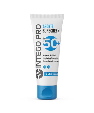 Intego Pro (SPF 50+) Sports Sunscreen | Very Water Resistant & Sweatproof Sun Cream with Zinc Oxide | Non Greasy Formula Suncream Approved by Athletes | Reef Safe Fragrance Free Hypoallergenic