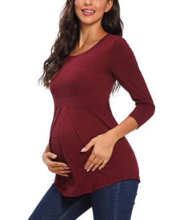 Love2Mi Maternity Summer Tunic Pregnancy T-Shirt Short Sleeve - Wine Red - Size L - Buy Online on GoSupps.com