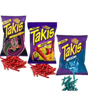 3 x Mixed Takis Fuego Corn Chips Blue Heat Tortilla Chips Dragon Sweet Chilli Chips Bags - Buy Online on GoSupps.com