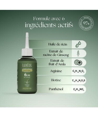 LUXEOL - Leave-In Growth Conditioner - 6cm Growth in 3 Months* - Longer Hair Faster - Clinically Proven - Natural Origin Formula - Castor Oil Amla Ginseng(3) - 150 ml - Buy Online on GoSupps.com