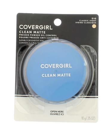 COVERGIRL Clean Matte Pressed Powder Classic Ivory Warm 510 , .35 Ounce (packaging may vary) Classic Ivory Warm 0.35 Ounce (Pack of 1)