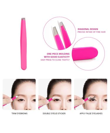 Professional 2-Part Eyebrow & Eyelash Tool Set - Pink Stainless Steel Clips for Hair Removal & Makeup - Buy Online on GoSupps.com