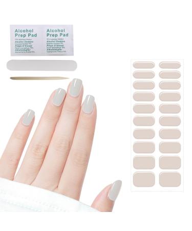 Semi Cured Gel Nail Strips 24 PCS Gel Nail Polish Stickers Wraps Adhesive Gel Nail Stickers with Nail File Stick and Sealing Strip(E)