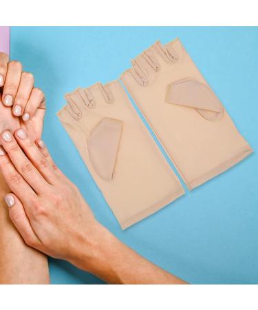 1 Pair nail gloves nail lamp UV fingerless gloves for manicures nail art protective gloves nail light LED gloves manicure gloves UV protection protector touch screen Miss spandex Beige - Buy Online on GoSupps.com