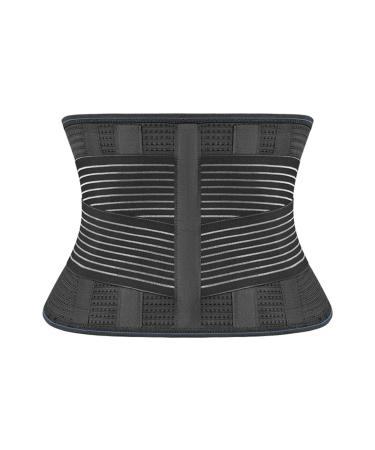 Lower backrest for men women laurel support decompression belt with two types of spacer contain correction pain relief herniated disc scoliosis (color: black size: large) black XXX