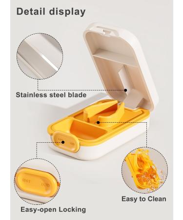 Small Pill Cutter Splitter for Tiny Pills | Safe & Easy Open Close | Professional White Orange - Buy Online on GoSupps.com