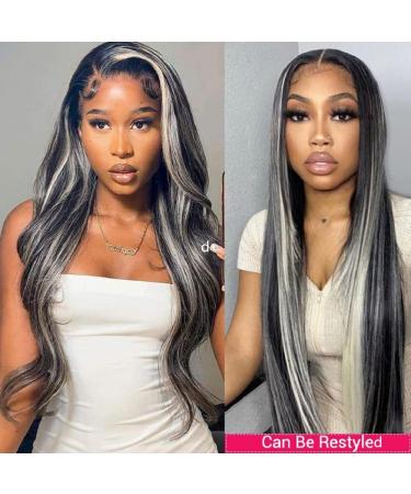 Wiggins Hair 20 Inch Grey Body Wave Lace Front Wig | Platinum Blonde Highlights | Gray Highlight Wig for Black Women - Buy Online on GoSupps.com