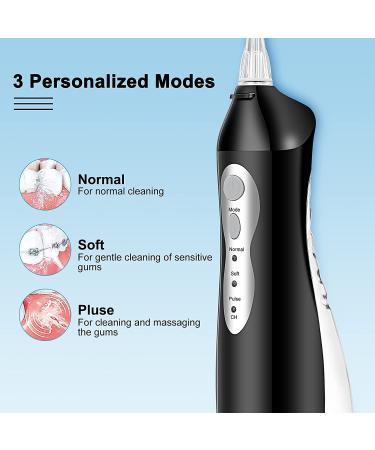 Medunion Cordless Water Dental Flosser - 3 Modes, Rechargeable, IPX7 Waterproof, 4 Jet Tips - Black-220ml - Buy Online on GoSupps.com