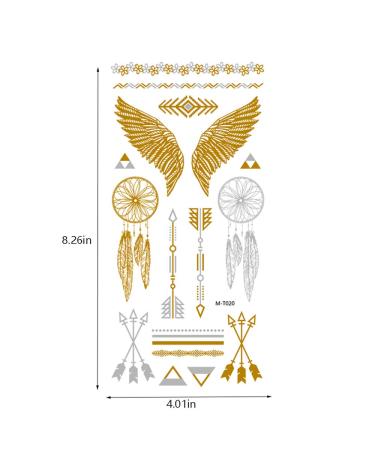 8 Sheets Gold Metallic Temporary Tattoos for Women - Shimmer Designs, Jewelry Fake Tattoo Stickers - Waterproof Body Makeup - Buy Online on GoSupps.com