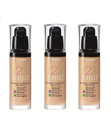3 x Bourjois Paris 123 Perfect Foundation 30ml New & Sealed - 52 Vanilla