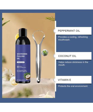 Oil Pulling Mouthwash for Teeth and Gums - 100ml with Tongue Scraper Daily Use Morning Evening Bedtime After Meals - Home Travel Morning Evening Sleep - Buy Online on GoSupps.com