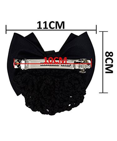 Black Bow Hair Clip with Hairnet Snood - Hair Bun Cover Barrette - Buy Online on GoSupps.com
