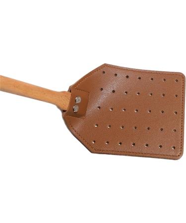 Fly Swatter for Home Perforated Leather Fly Swatter with Wooden Handle with Storage Hook Brown Heavy Duty Leather Fly Swatter Portable Fly Swatter for Indoor Outdoor Living Room - Buy Online on GoSupps.com