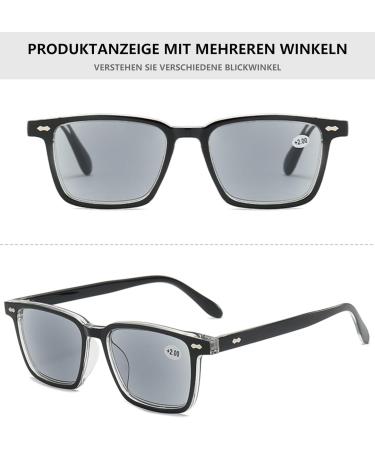 Buy Lanomi Blue Light Filter Reading Glasses - Stylish Sun Protection for Men & Women - Rectangular Gray Lens with Black Transparent Frame - 2.0x Visual Aid - International Shipping Available - Buy Online on GoSupps.com