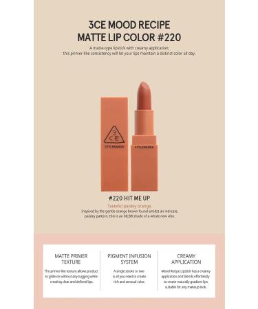 3CE Mood Recipe Matte Lip Color - Season 2 (220 Hit Me Up) | 3 Concept Eyes - Buy Online on GoSupps.com