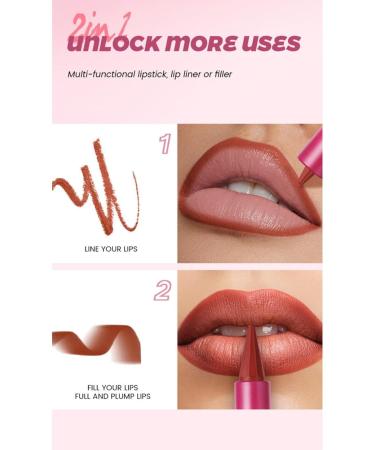 Lipliner and lipstick matte nude dark brownred lip liner Matte lipstick makeup lip liner Long Lasting 2 in 1 Lip Gloss Pigmented Lip Color Lip Liners Lip Makeup Pencil for Sculpting - Buy Online on GoSupps.com