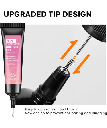  MIZHSE MIZHSE 2pcs 8 in 1 Multi-Functional 3D Gel Clear Builder Precision Tip for Nail Charms Rhinestone Glue Sculpting Nail Extensions Modelling 15ml - Buy Online on GoSupps.com