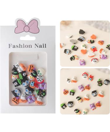 FEIlei 20Pcs Halloween Resin Nail Charms Pumpkin Wizard Skull Nail Art Decorations - Buy Online on GoSupps.com