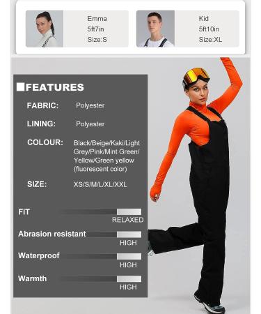 HOUZONIY Unisex Waterproof Insulated Snow Bib Pants - Black Medium - Buy Online on GoSupps.com