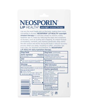 Neosporin Lip Health Overnight Renewal Therapy 0.27 oz - Pack of 12 | Moisturizing Relief for Dry Lips | International Shipping Available - Buy Online on GoSupps.com