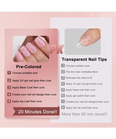 Buy Gel X Nail Tips Medium Square - 300pcs Pre-Colored Natural Pink Press-On Nails | Soak Off Acrylic Extensions for DIY Nail Art - Buy Online on GoSupps.com