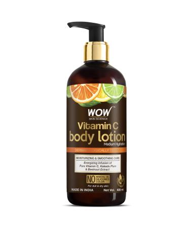 Wow Skin Science Vitamin C Body Lotion - Non Sticky & Non Greasy - Moisturising & Smootening Care - With Vitamin C Kakadu Plum - No Mineral Oil Silicones & Color - 400ml
